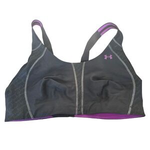 Under Armour HeatGear High Impact Compression Sports Bra Black Purple 38DD 4500